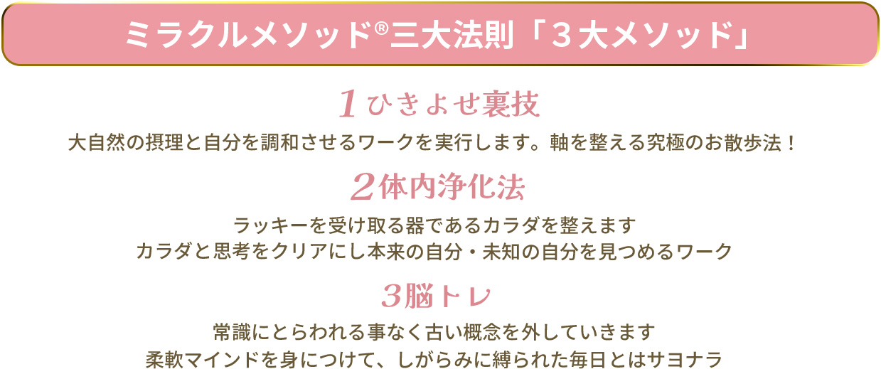 ミラクルメソッド 三大法則「3大メソッド」